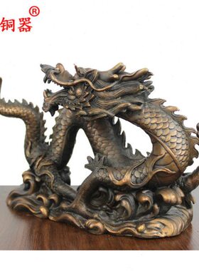 宇卓铜器纯铜回头龙黄铜龙家居铜工艺品铜龙八龙组摆件
