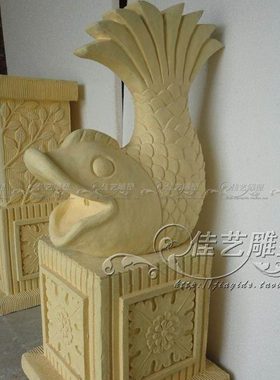 欧式玻璃钢人物雕塑艺术品客厅户外落地摆设可定制作鲤鱼流水喷泉