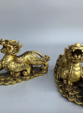 铜金钱貔貅摆件纯铜招财进宝y貔貅家居办公室装饰品店铺开业礼品