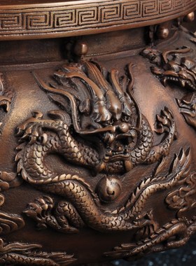 紫铜朝冠耳九龙炉香道香炉线香炉插香炉檀香炉薰香炉三足香炉供奉