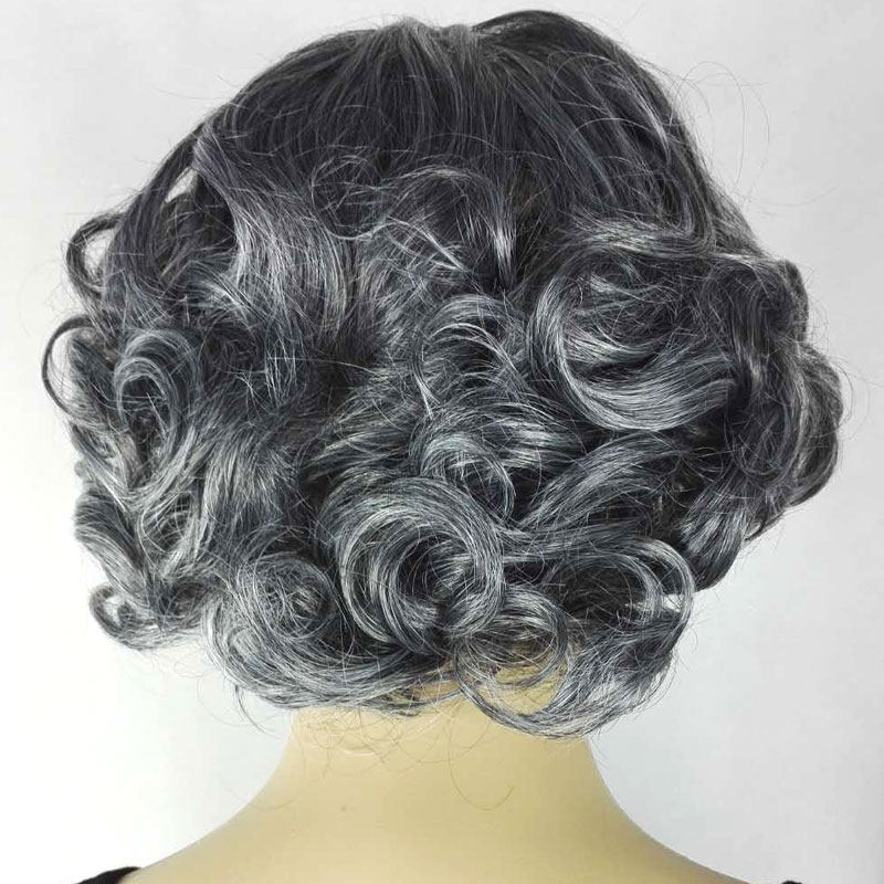 老奶奶假发中老年气质妈妈灰白色短卷蓬松女时尚舞台话剧小品道具,淘宝优惠券,粉丝福利购,淘宝优惠卷