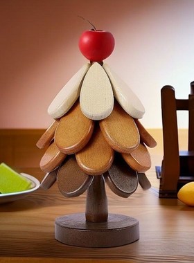 实木隔热垫圣诞树防烫垫餐桌摆件锅一棵树杯垫防烫隔热垫盘子