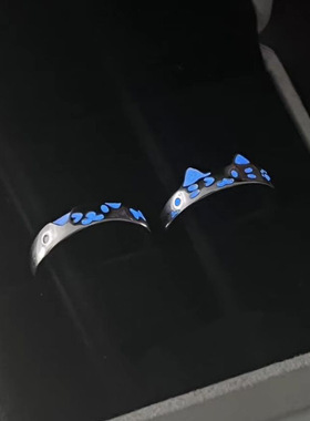 欢喜猫咪可爱情侣对戒小众戒指