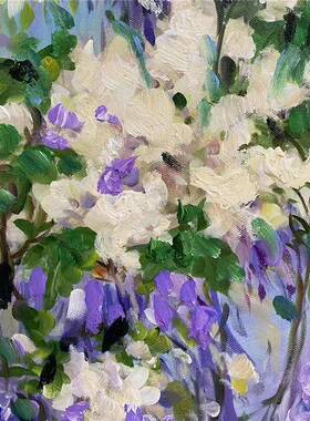 纯手绘油花画关走玄廊卉02310画厚油抽象轻奢装挂饰画餐厅个性壁