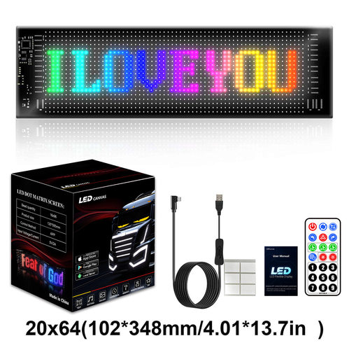 led柔性屏RGB幻彩软屏防水广告屏智能车贴车载表情屏20*64像素点 - 图3
