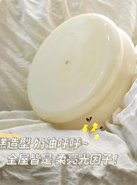 法式奶油风卧室灯全光谱吸顶灯中古布丁护眼灯个性创意儿童书房灯