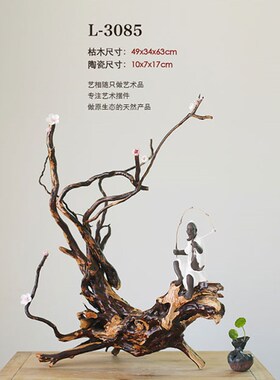 天然枯木根雕摆件家居饰品客w厅玄关工艺品树根原木花盆办公室装