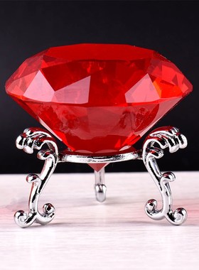 纯手工创意粉色水晶玻璃钻支架摆件客厅柜台桌面装饰拍摄道具送礼