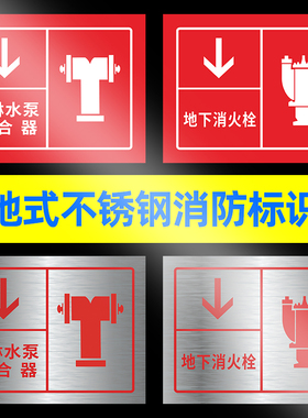 不锈钢标识牌立牌插地牌定制做消防室外消火栓标识牌户外立柱式提