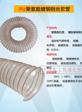 PU/PVC吸尘管钢丝软管雕刻机吸尘机风管通风排水吸料送料伸缩软管