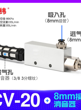 真空发生器CV/RV-10HS大吸力负压阀吸盘控制阀大流量气动负压开关