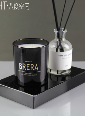 样板房卫生间高档香薰摆件收纳托盘卫浴套件卧室床头柜衣帽间摆设