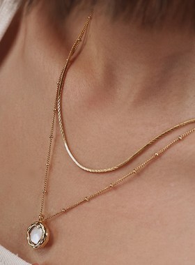 《暮光》叠戴基础款!复古法式珍珠项链女百搭简约慵懒高级感吊坠