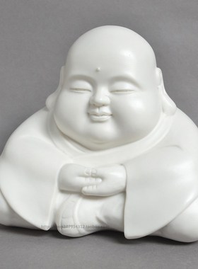 陶瓷人物佛像雕塑装饰品摆设静坐小和尚摆件小沙弥小佛像摆件