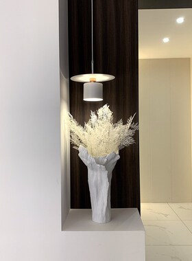 不规则大花瓶现代侘寂白色花器y酒店玄关入户售楼部样板房插花摆