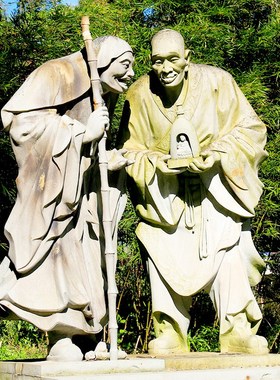 古代僧人玻璃钢仿铜雕塑定制历史人物雕像户外景观广场摆件