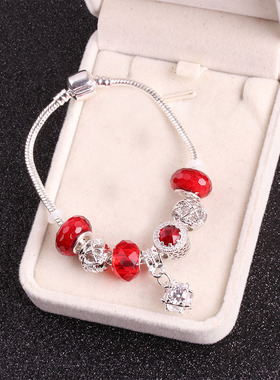 韩版气质简约个性学生百搭DIY红琉璃珠钻球手链女森系闺蜜手镯