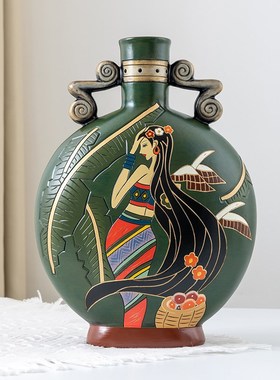 云南丽江少数民族风特色装饰品酒柜博古架多宝R阁创意艺术摆件国