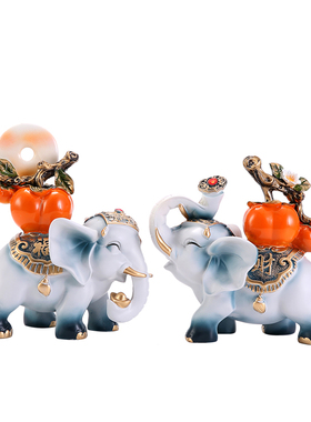 招财大象摆件一对轻奢高档客厅玄关电视柜酒柜家居装饰品乔迁礼品