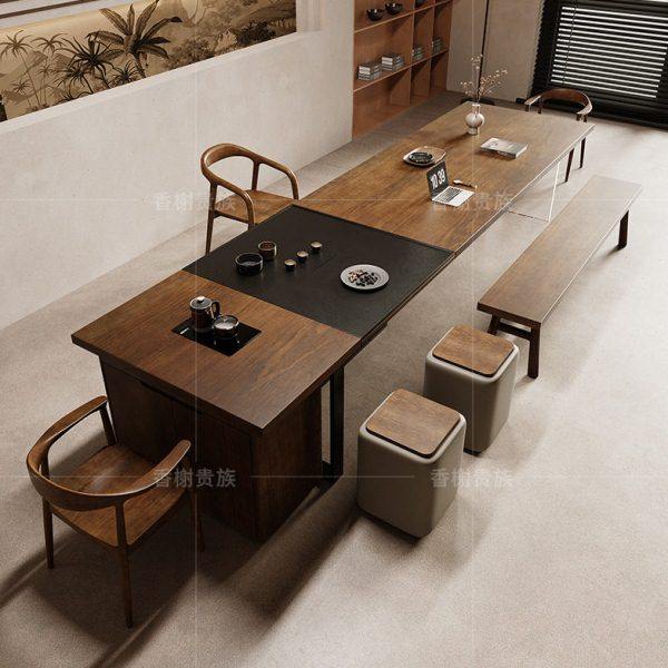 全实木茶桌椅老板公室大型接待会客内嵌烧水壶一体带大茶盘茶台,淘宝优惠券,粉丝福利购,淘宝优惠卷