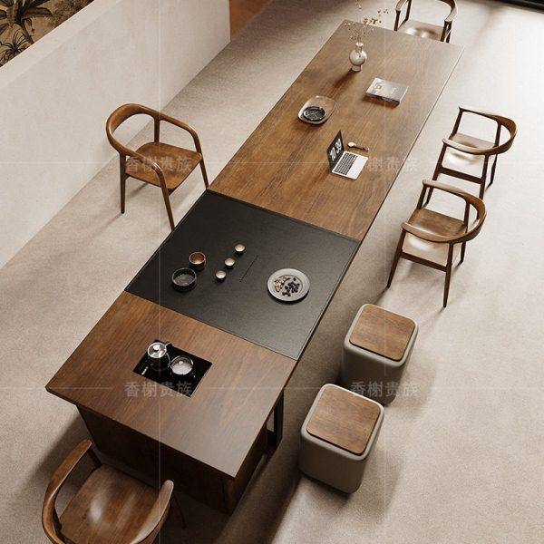 全实木茶桌椅老板公室大型接待会客内嵌烧水壶一体带大茶盘茶台,淘宝优惠券,粉丝福利购,淘宝优惠卷