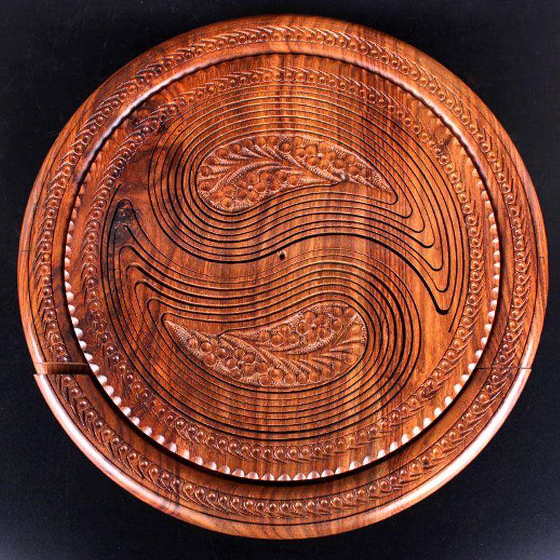 进口果盘水果篮实木折叠巴基斯坦核桃木雕两坑桃心果盘提篮,淘宝优惠券,粉丝福利购,淘宝优惠卷