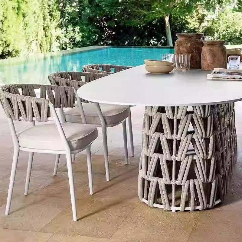 板餐桌户外藤椅阳台茶三桌椅合休闲庭院室外组轻奢SM-030网红岩件 - 图0