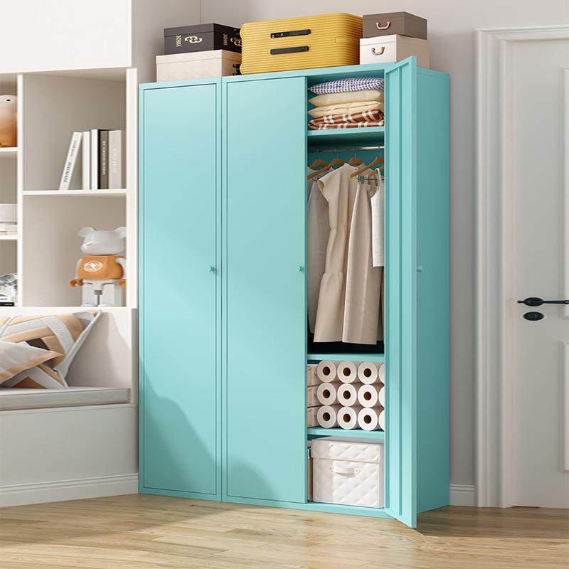 儿童衣柜收纳柜衣橱家用阳台储物柜双门卧室女孩男孩铁皮挂衣柜子,淘宝优惠券,粉丝福利购,淘宝优惠卷