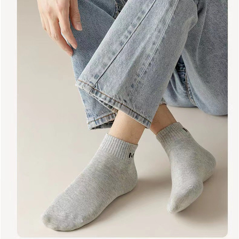 袜子男士短袜夏季薄款吸汗纯色棉袜夏天网眼透气防臭男生运动船袜
