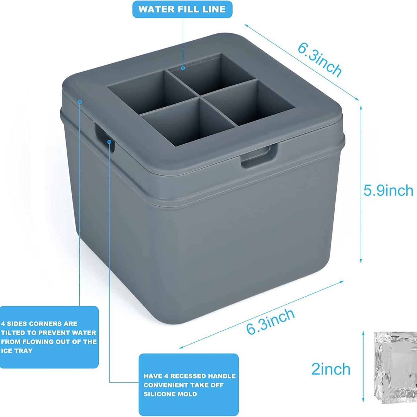 跨境透明无气泡方形冰块家用4格制冰模具威士忌5cm大方冰大冰 - 图3