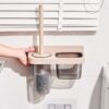 Toilet brush for home use without dead corners, no punching, wall-mounted bathroom toilet brush, drainable long-handled storage rack