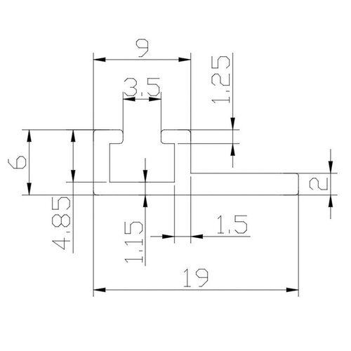 10*13铝型材6*9导轨光电开关安装槽感应器u型铝条6X19F型带肩导轨 - 图1