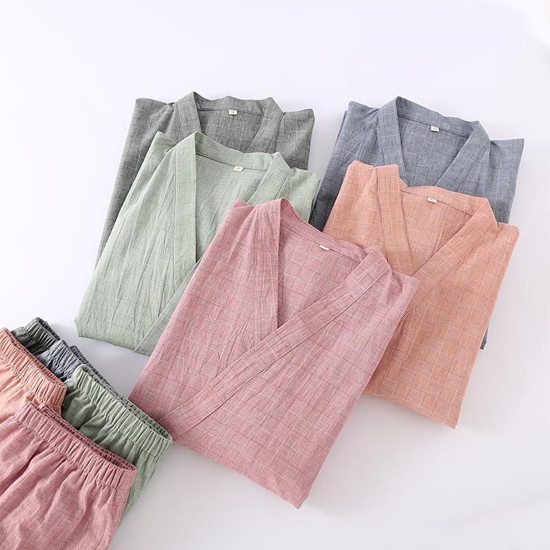 睡衣男士春秋2025日式简约纯棉和服套装夏季女士七分袖长裤家居服,淘宝优惠券,粉丝福利购,淘宝优惠卷