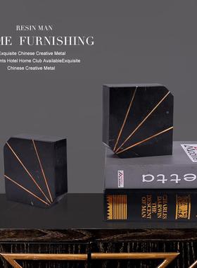 书档件北欧轻创意样板房书艺架装饰现代简奢约大TB-60697理石摆术