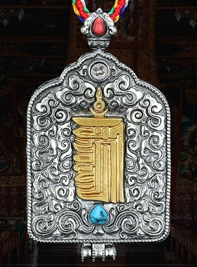 尼泊尔铜嘎乌f盒文殊金刚手黄财神噶乌吊坠藏掐丝工艺男女个性挂