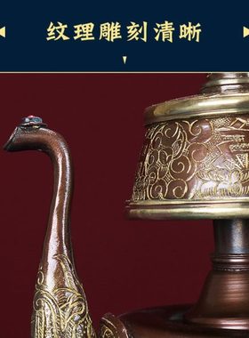 紫铜贲巴壶尼泊尔铜制手工雕花净水壶文巴壶供瓶家居桌面工艺摆件