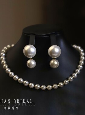 法式气质珍珠项链耳环女轻奢小众高级感超简约锁骨链新娘婚纱配饰