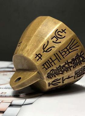 古仿铜黄镇压纸尺文房铜5846器把玩件实心秤砣摆件