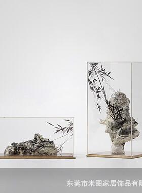 新8108中式创假山叶石摆件客厅书房意克力样板竹房酒店软装饰亚品