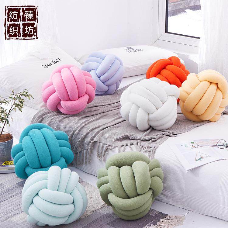 新款M19013丹麦球抱枕异形枕打结球纯手芯工制枕头抱含靠垫彩色作,淘宝优惠券,粉丝福利购,淘宝优惠卷