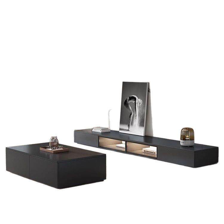 实木轻奢电视柜茶几黑色组合现代简约小户型落地客厅家用岩板,淘宝优惠券,粉丝福利购,淘宝优惠卷