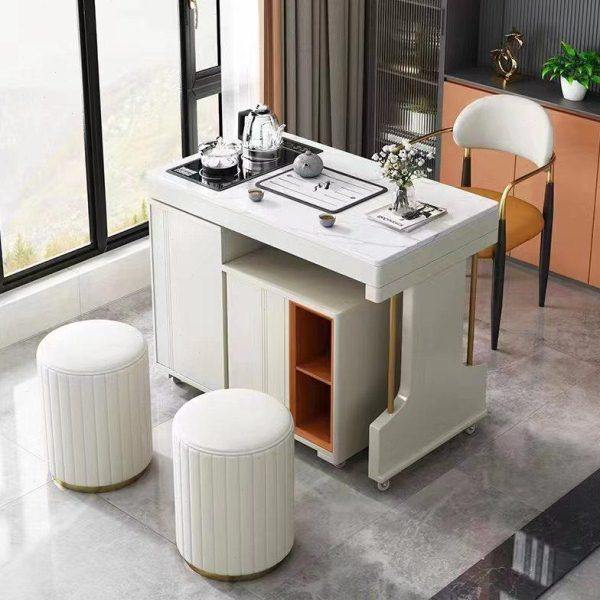 新款360°旋转茶台 轻奢岩板茶桌椅组合智能泡茶公家用小款阳台,淘宝优惠券,粉丝福利购,淘宝优惠卷