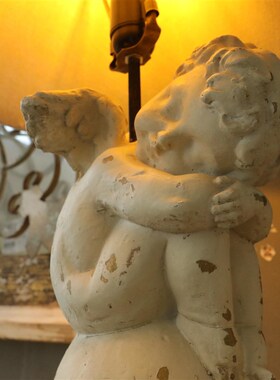 树脂天使烛台桌面台E灯摆件装饰复古玄关