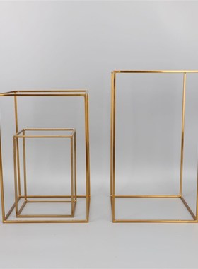 现代简约金属框架几何摆件样板房桌面酒店家居客厅创意软装饰品