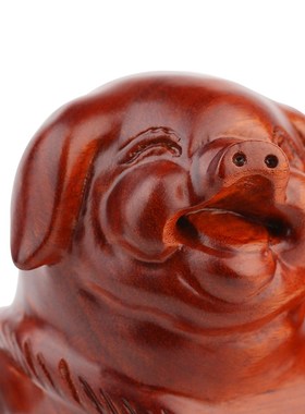 红木工艺品十二生肖猪红酒架 新中式创意客厅玄关酒柜装饰品摆件