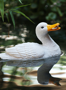 户外花园水池鸭子l浮水摆件家居庭院鱼池景观装饰假山喷泉流水饰