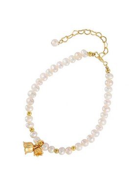 天然珍珠手链 精致高级感铃兰花吊坠手串 复古设计感花朵闺蜜手串