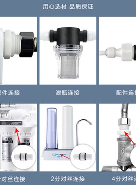 净水器10寸过滤瓶塑料M4六6分2分转4四3分外牙螺丝直通对丝连接头