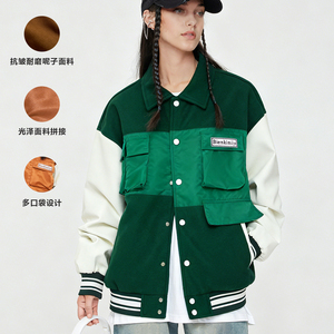 B.VEERA倍福来美式复古风拼接棒球服