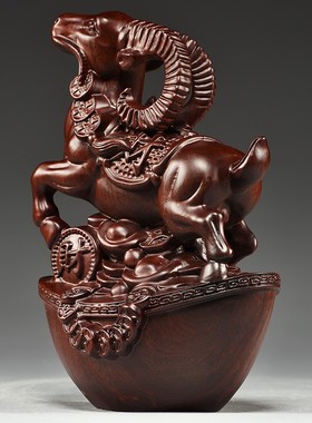 黑檀木雕羊摆件实木质生肖羊红木家居客厅办N公装饰工艺品开业礼